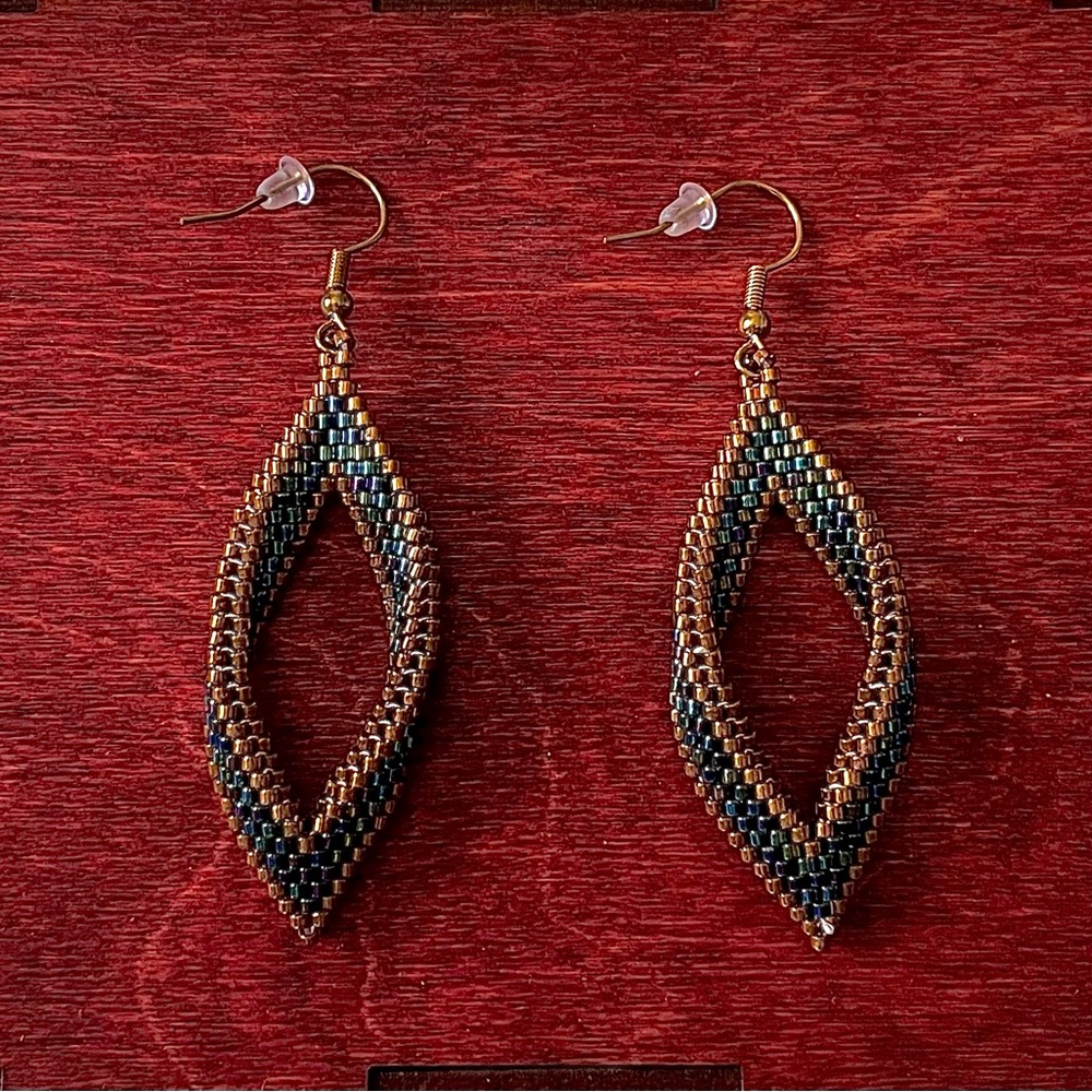 Elegant Copper Iridescent Beaded Earrings